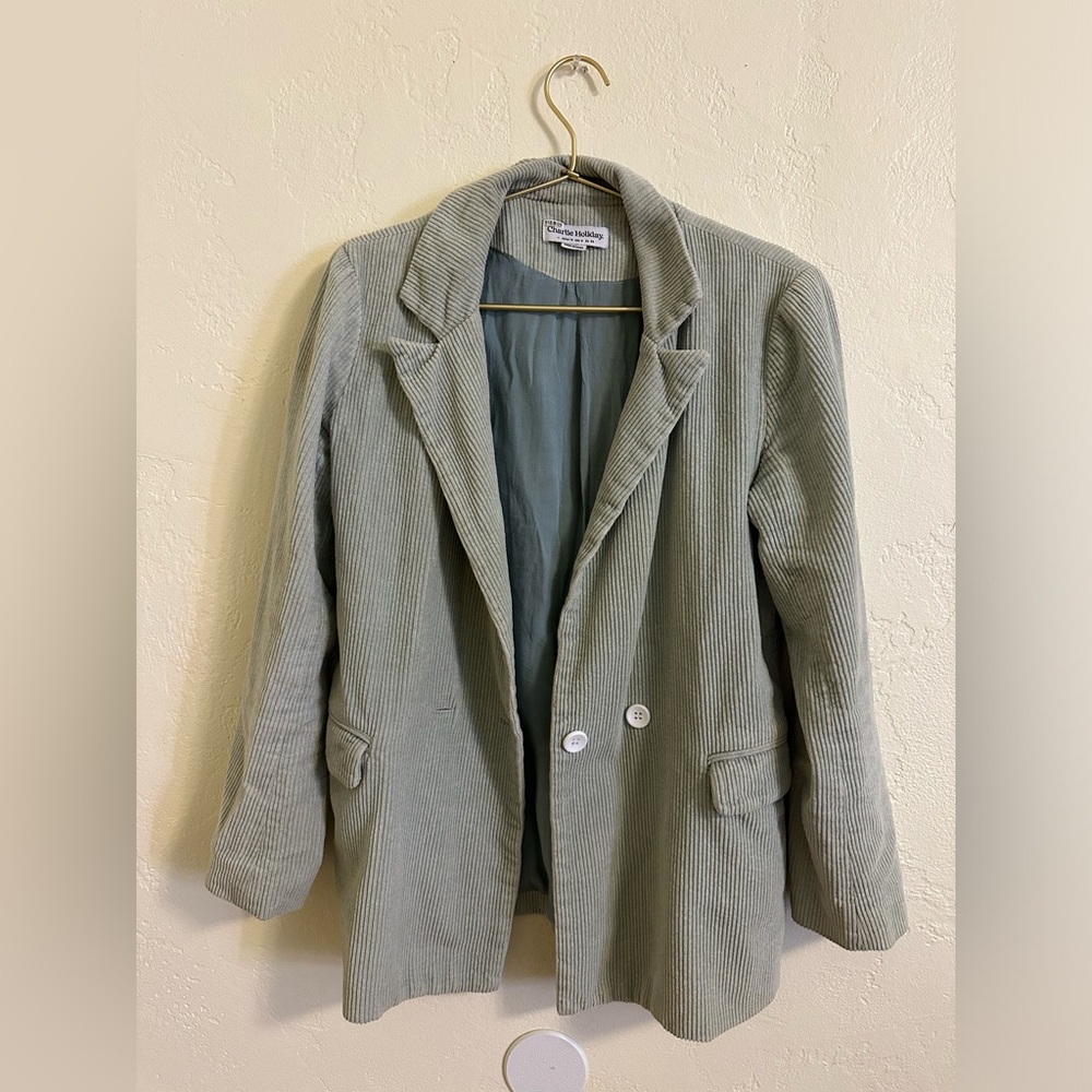 Mint Corduroy Blazer